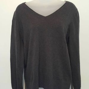 Women's Size L  Loft 100% Cotton Grey Sweater